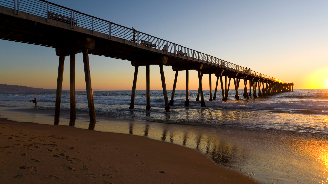 Hermosa Beach pier at sunset
